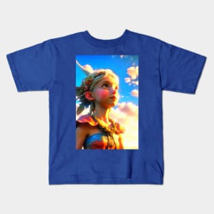 Elf girl looking at the sun Kids T-Shirt